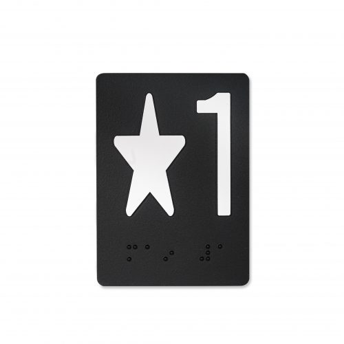 elevator jamb braille that shows designation star 1
