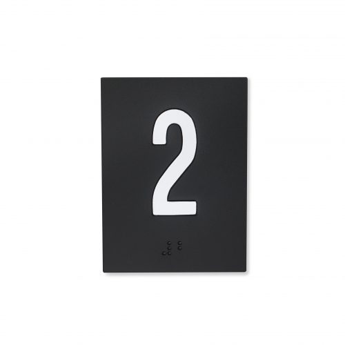 "5" Elevator ADA Braille 4 x 4 Jamb Plate Stainless Steel Black Background 