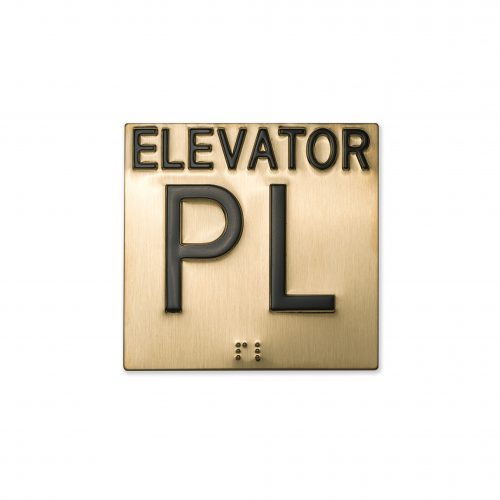 photo of elevator jamb braille with designation PL