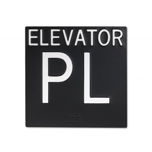 photo of elevator jamb braille with designation PL